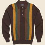 Knit Stripe Polo - Brown - BEAMS+ - STAG Provisions - Tops - Sweater