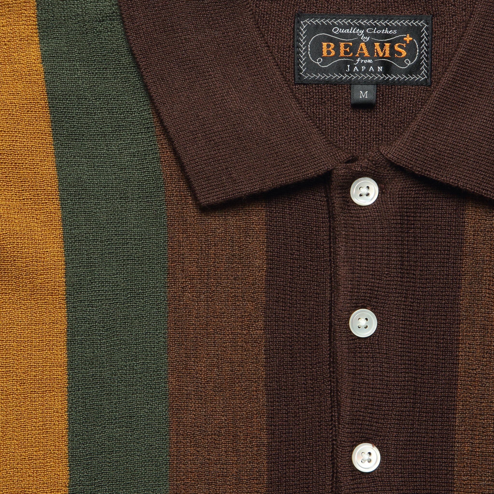 
                          Knit Stripe Polo - Brown - BEAMS+ - STAG Provisions - Tops - Sweater
                        