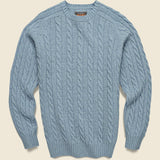 Cable Crewneck Sweater - Sax - BEAMS+ - STAG Provisions - Tops - Sweater