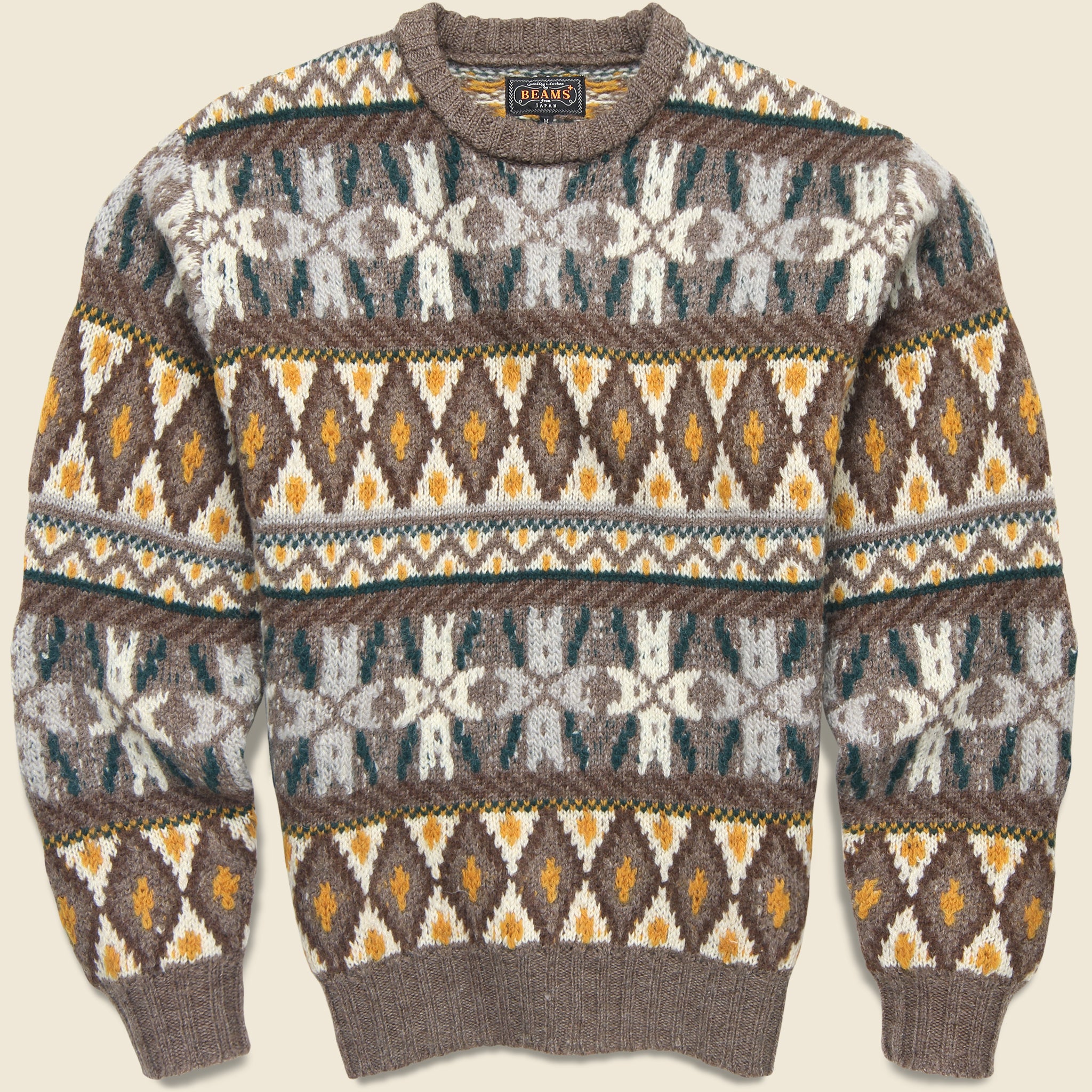 Fair Isle Crew Sweater - Brown