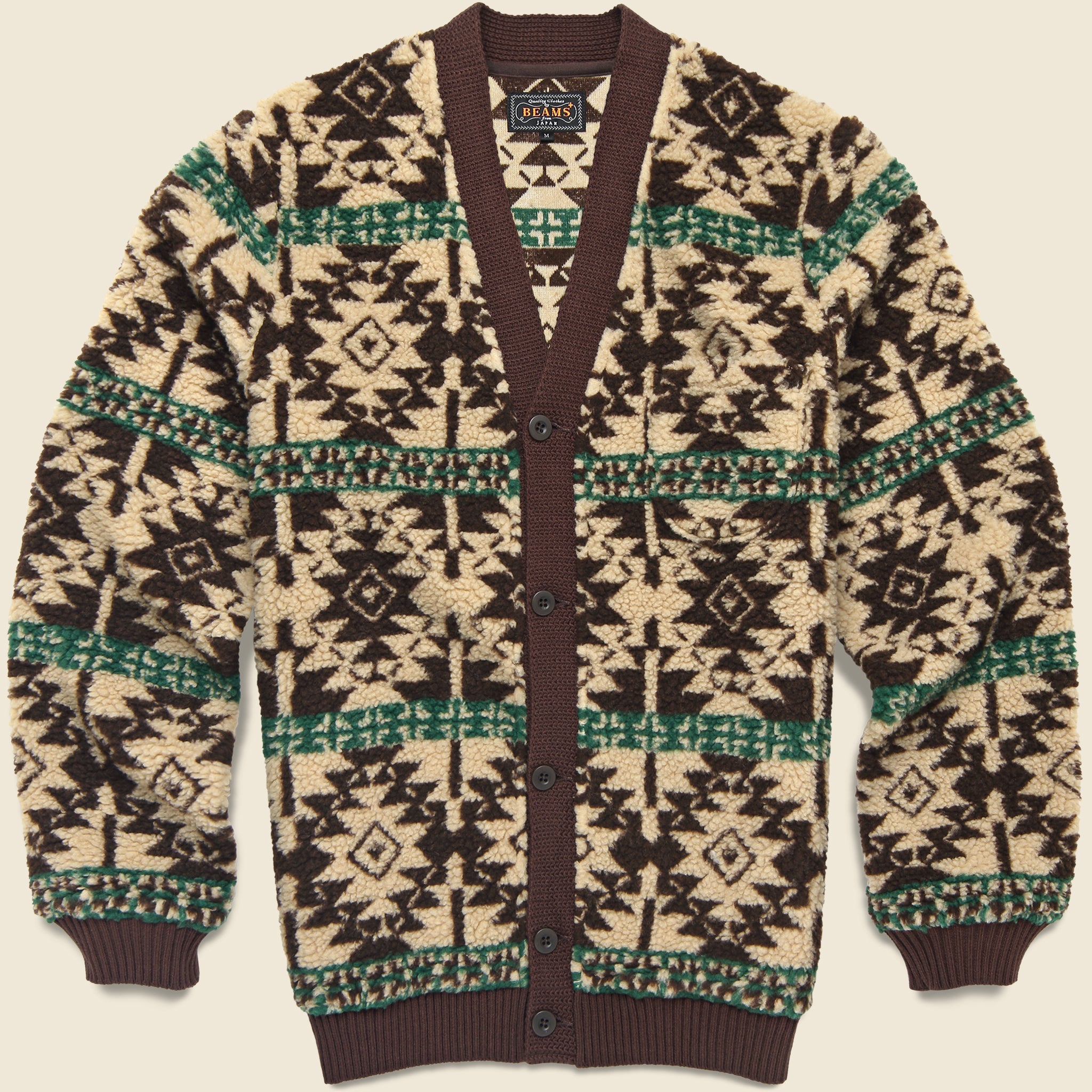 Boa Jacquard Cardigan - Brown