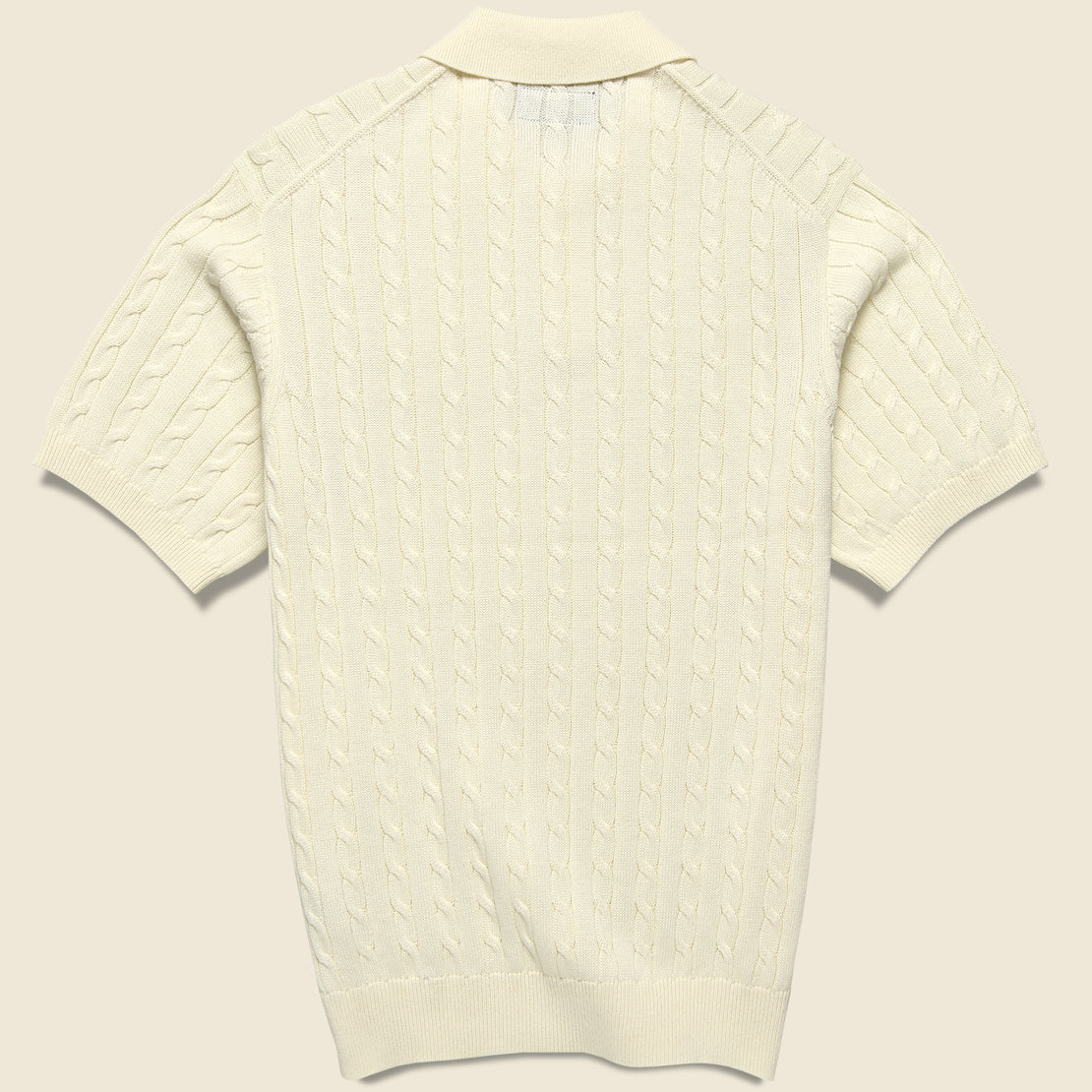 Cable Knit Polo - White - BEAMS+ - STAG Provisions - Tops - S/S Knit