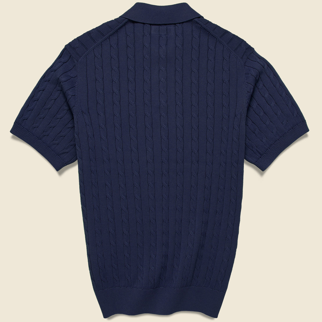 Cable Knit Polo - Navy - BEAMS+ - STAG Provisions - Tops - S/S Knit