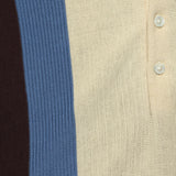 Striped Knit Polo - Brown/Sax/Ecru - BEAMS+ - STAG Provisions - Tops - S/S Knit