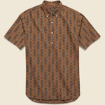 Pullover Short Sleeve Dobby Print Shirt - Brown - BEAMS+ - STAG Provisions - Tops - S/S Woven - Other Pattern