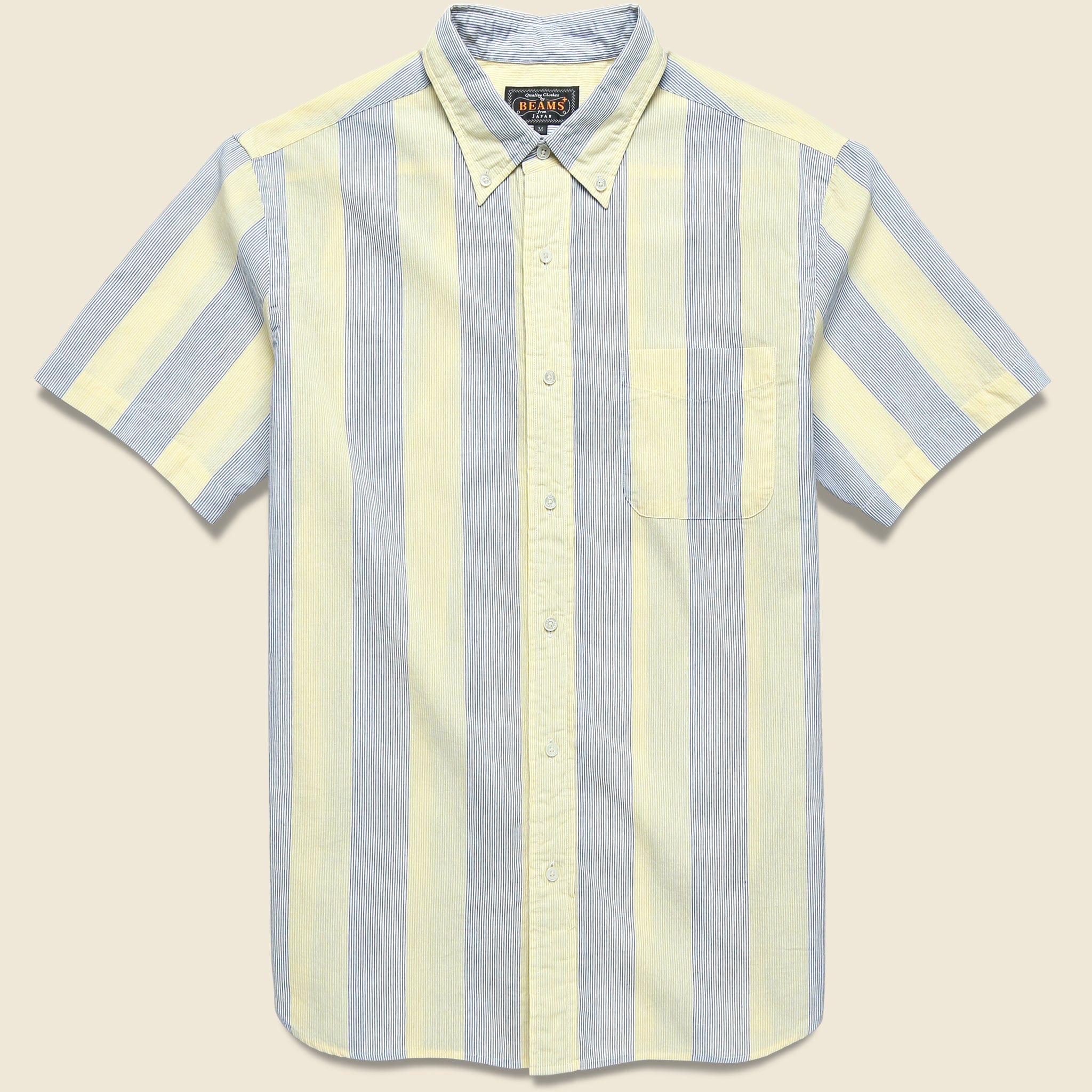 Short Sleeve Shadow Stripe - Light Blue/Yellow - BEAMS+ - STAG Provisions - Tops - S/S Woven - Stripe