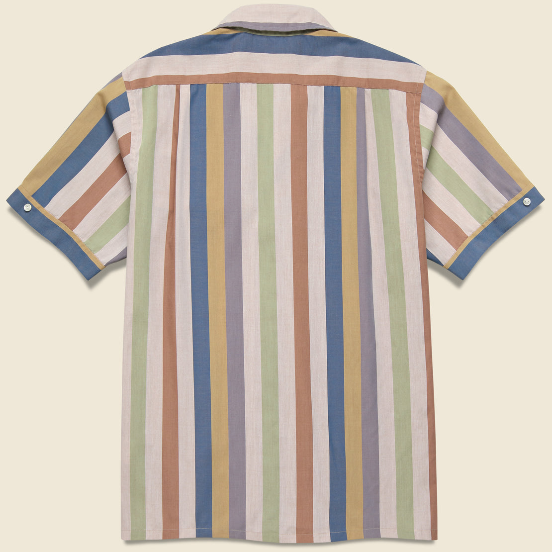 Italian Collar Multi Stripe Shirt - Beige Stripe/Multi - BEAMS+ - STAG Provisions - Tops - S/S Woven - Stripe
