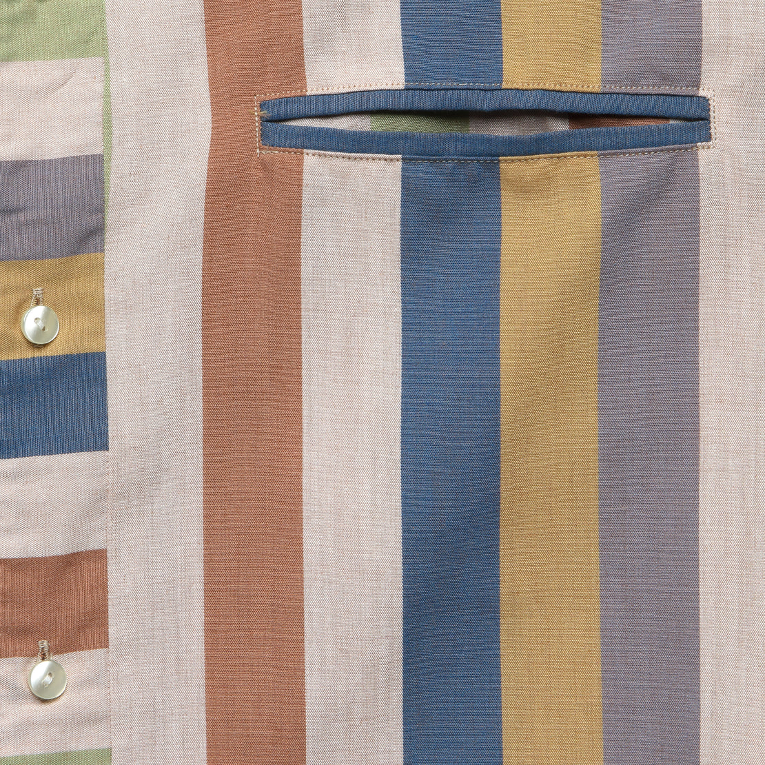 Italian Collar Multi Stripe Shirt - Beige Stripe/Multi - BEAMS+ - STAG Provisions - Tops - S/S Woven - Stripe