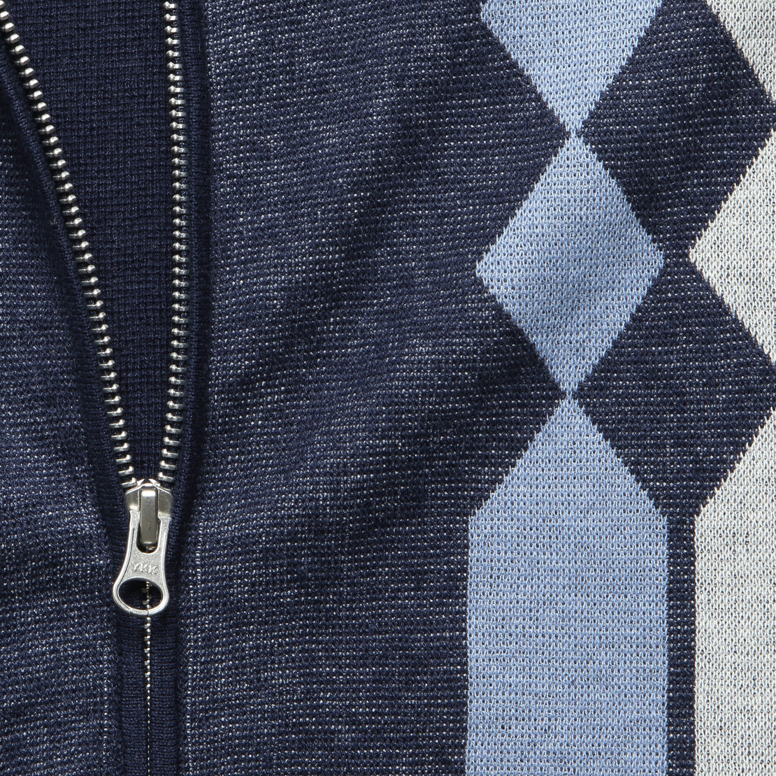 Argyle Zip Polo - Navy - BEAMS+ - STAG Provisions - Tops - S/S Knit