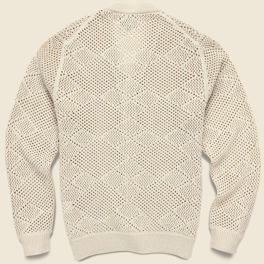 Argyle Mesh Cardigan - Beige - BEAMS+ - STAG Provisions - Tops - Sweater