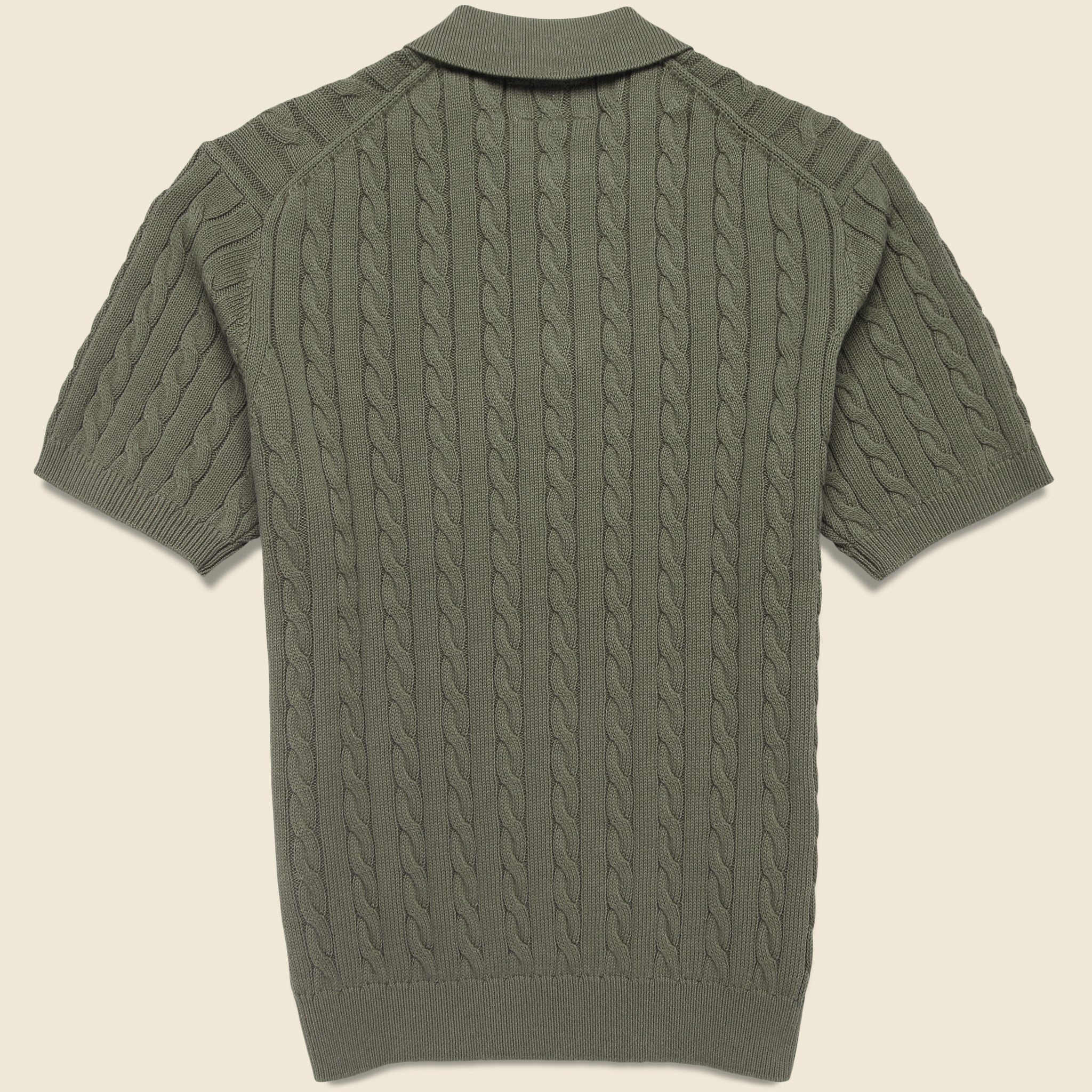 
                          Cable Knit Polo - Olive
                        