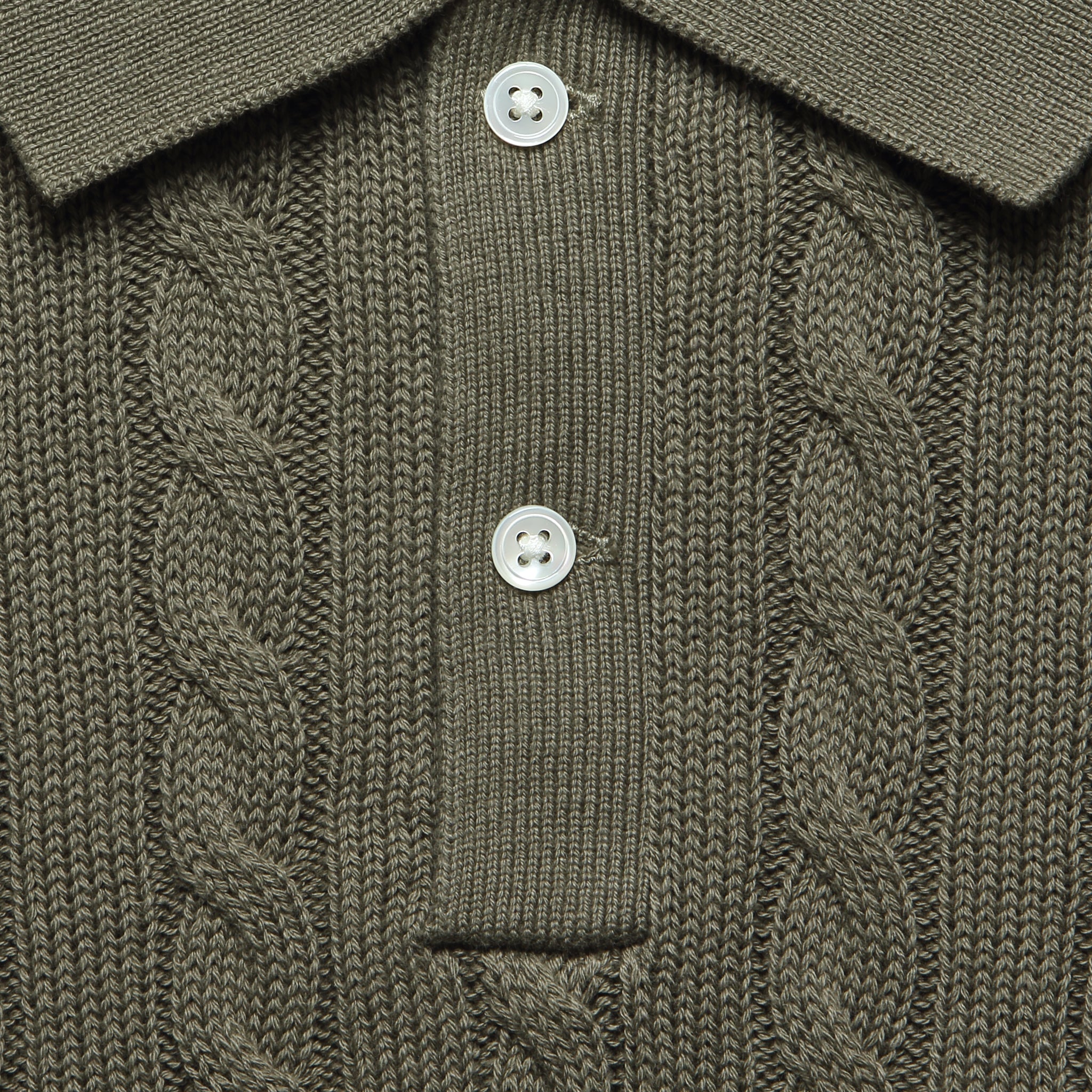 
                          Cable Knit Polo - Olive
                        