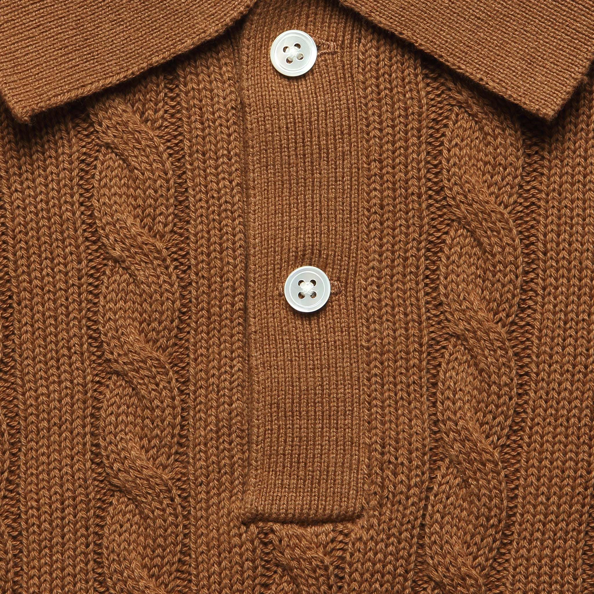 
                          Cable Knit Polo - Brown
                        