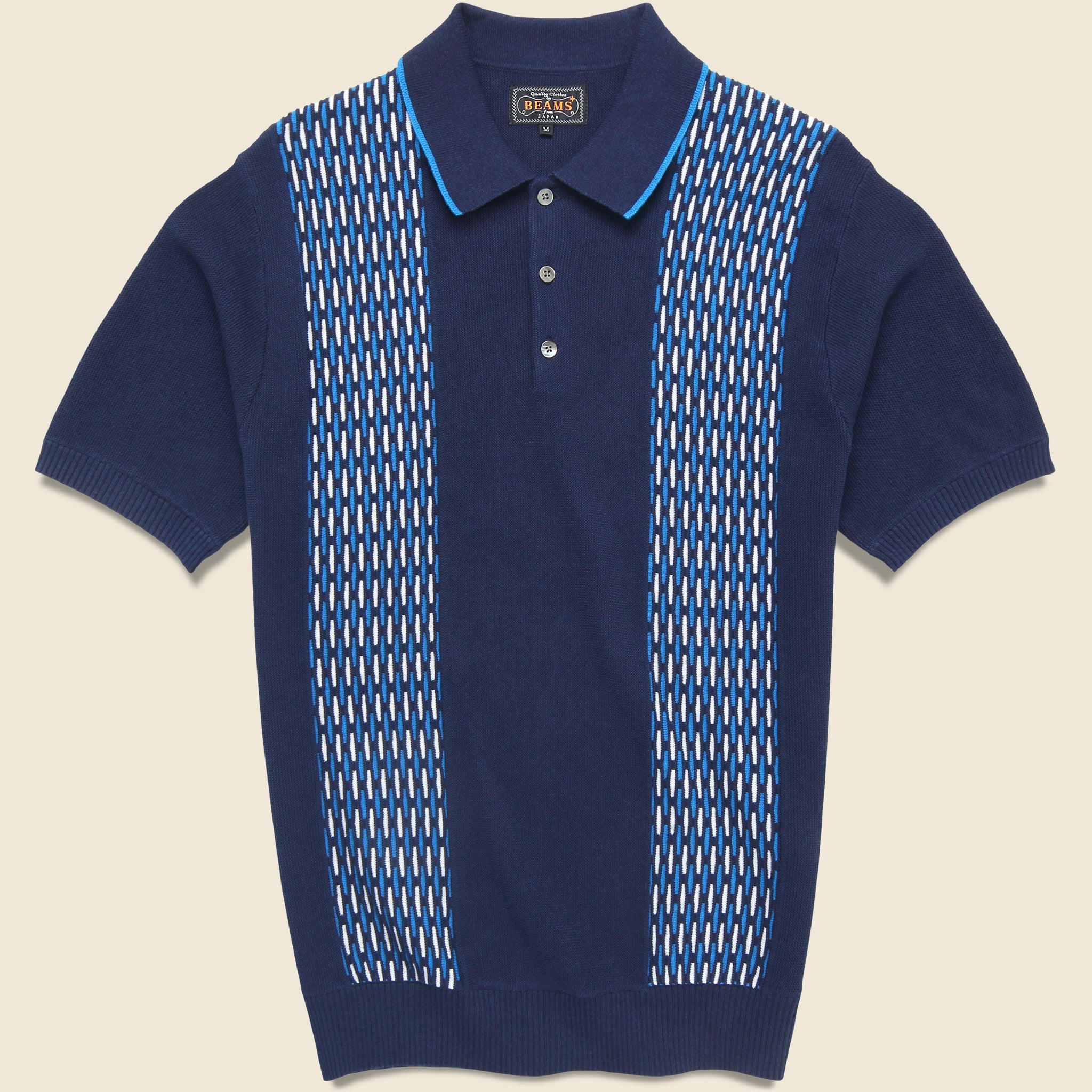 Jacquard Knit Polo - Navy