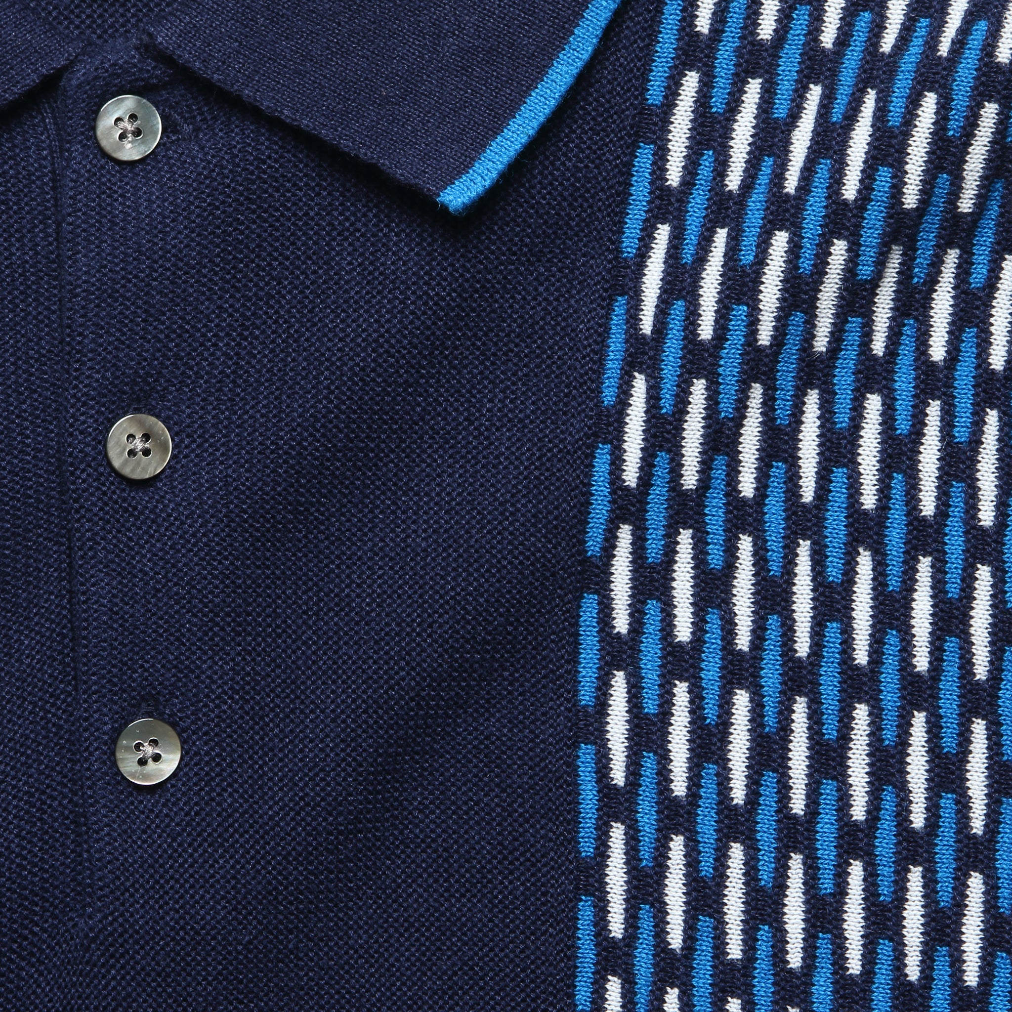 
                          Jacquard Knit Polo - Navy
                        