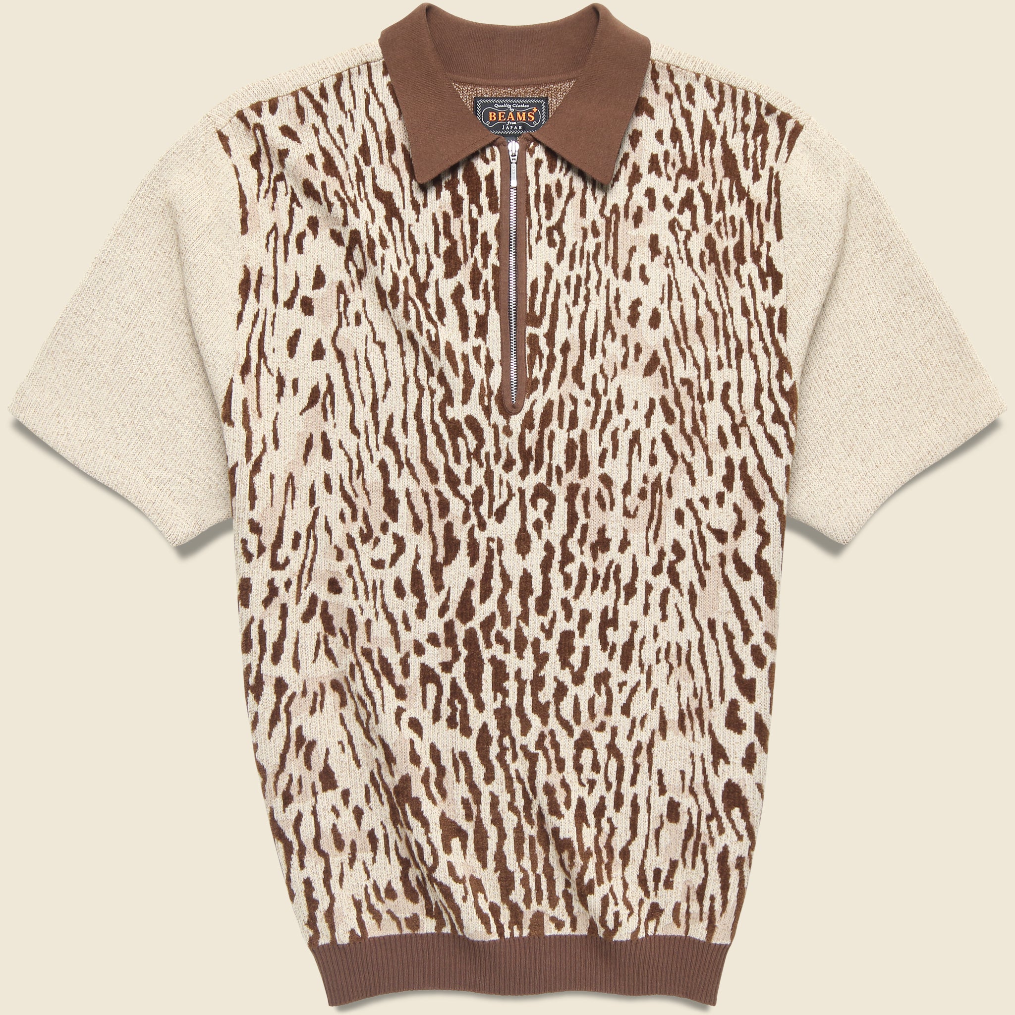 Half Zip Knit Polo - Giraffe