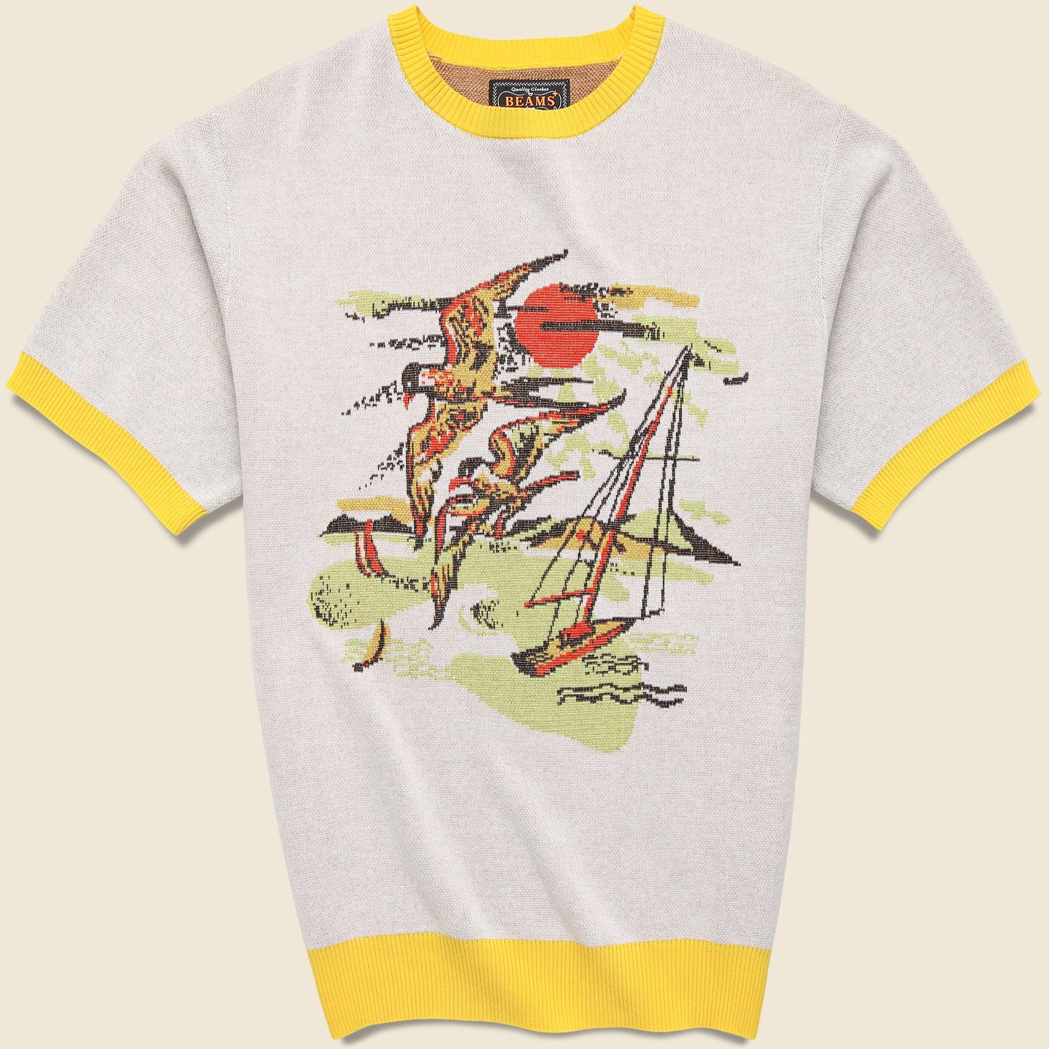 Knit Jacquard Bird Tee - Yellow - BEAMS+ - STAG Provisions - Tops - S/S Knit