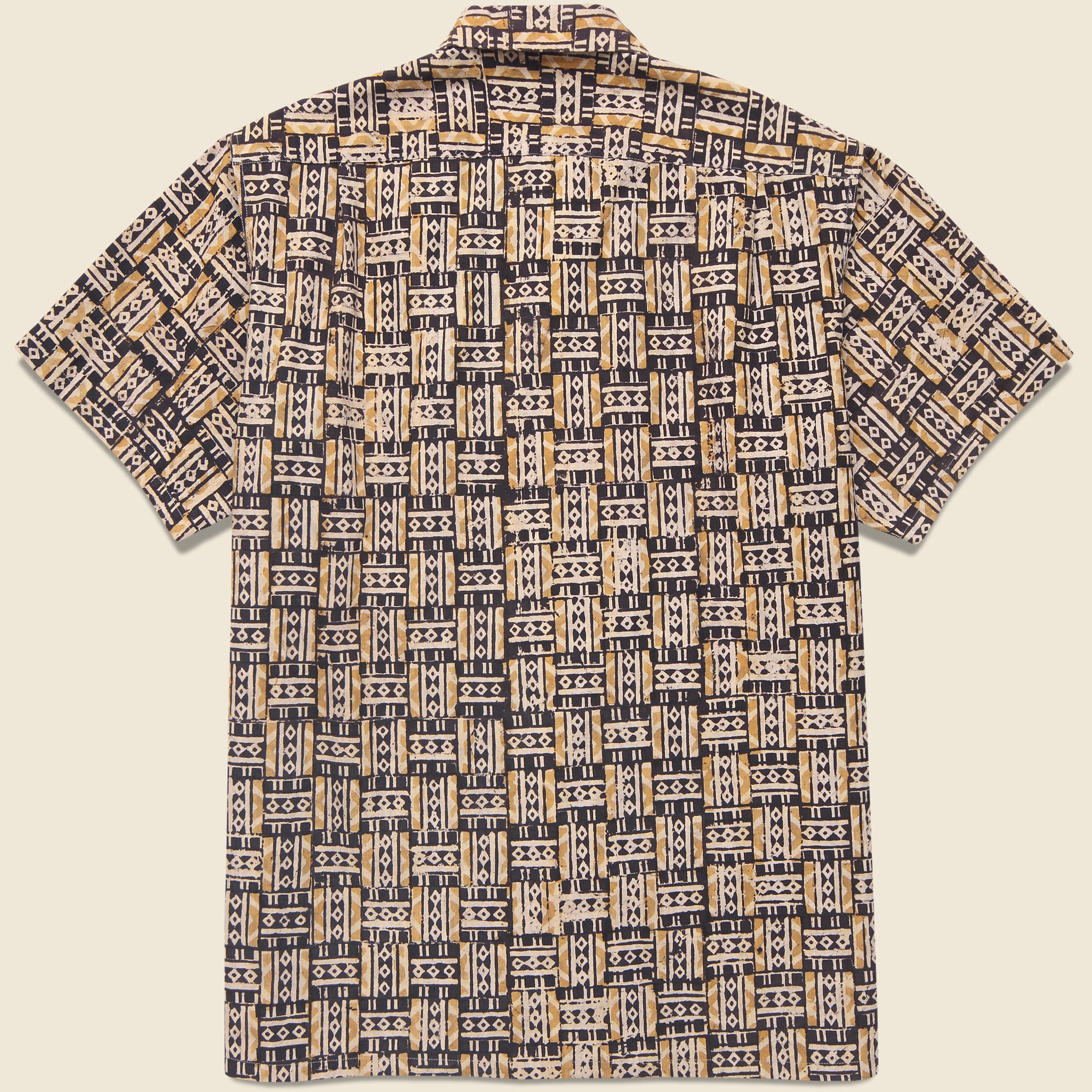 
                          Open Collar Grid Block Print Shirt - Orange
                        