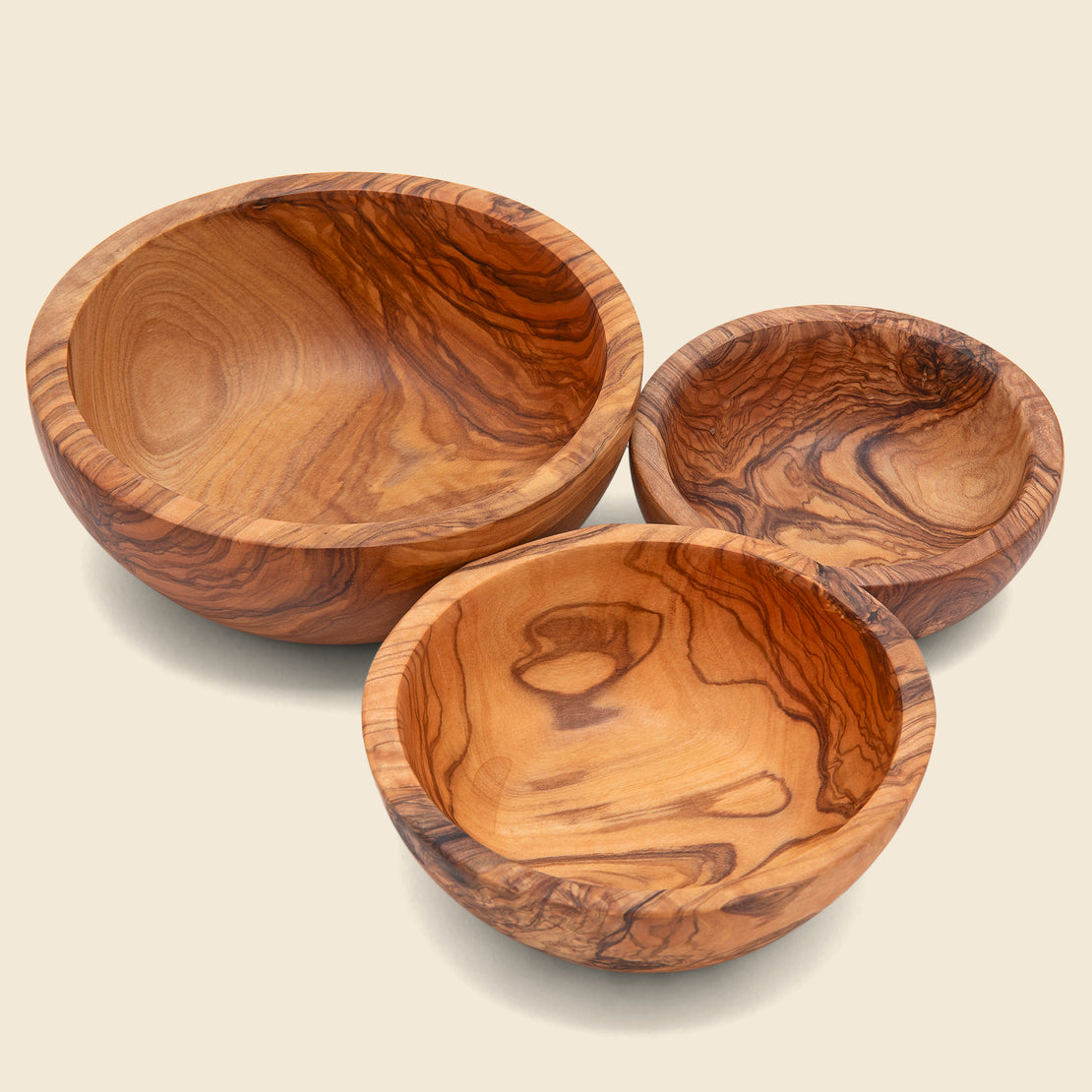 Home Set of 3 Olive Wood Nesting Bowls