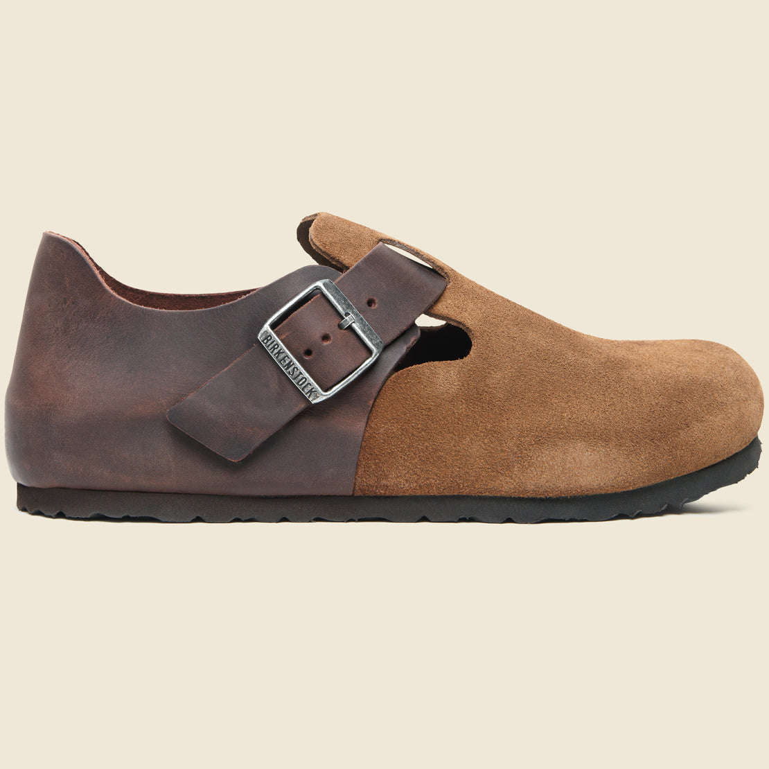 London Clog Dark Tea Suede/Habana Leather Birkenstock