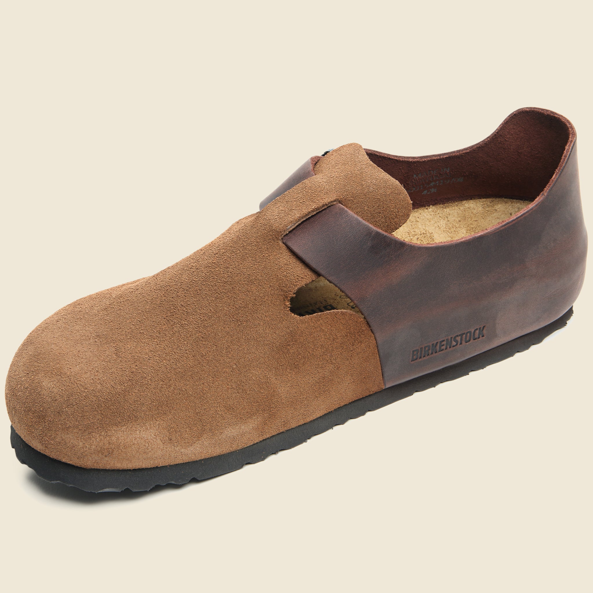 London Clog - Dark Tea Suede/Habana Leather - Birkenstock - STAG Provisions - Shoes - Sandals / Flops