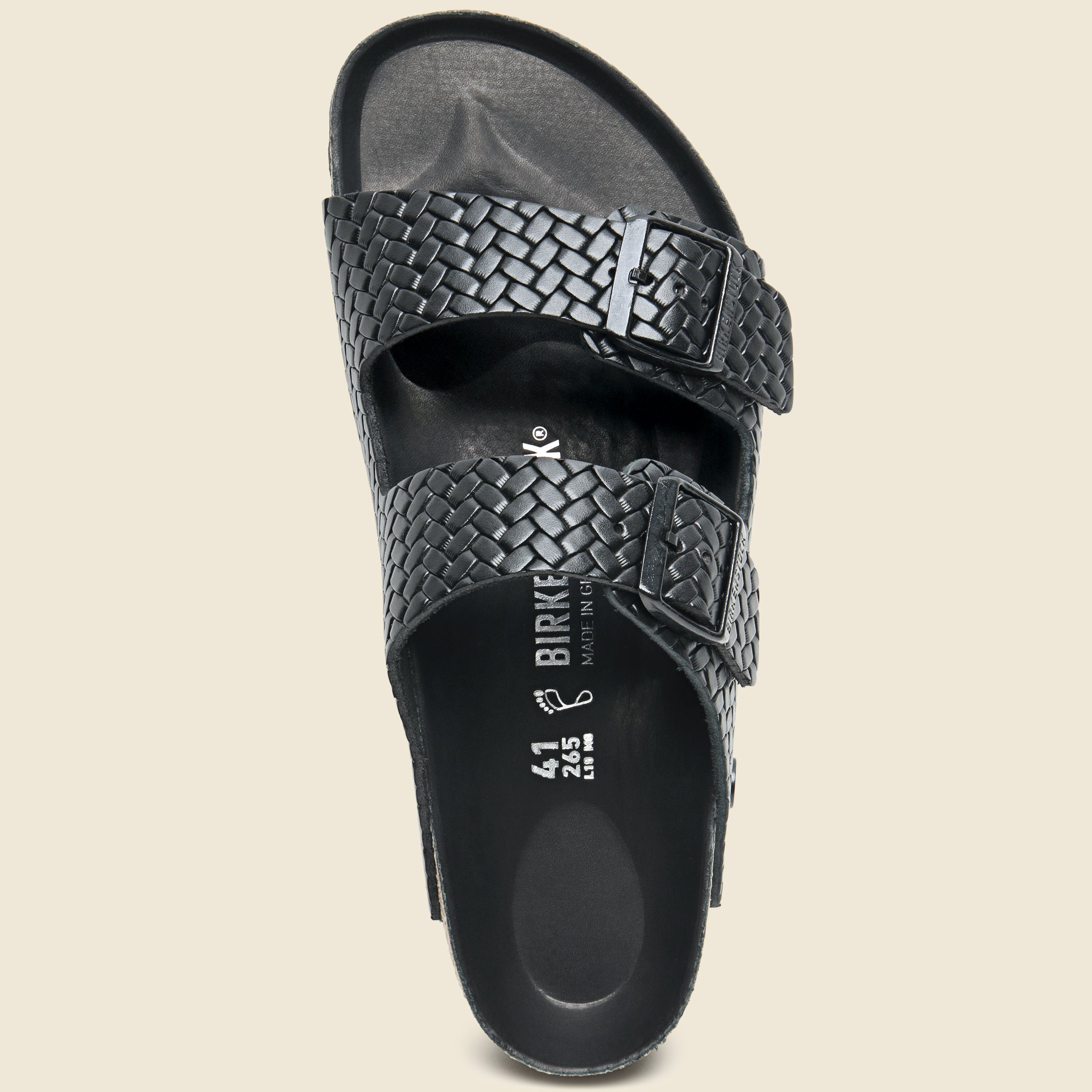 
                          Arizona Woven Embossed Sandal - Black/Leather - Birkenstock - STAG Provisions - Shoes - Sandals / Flops
                        