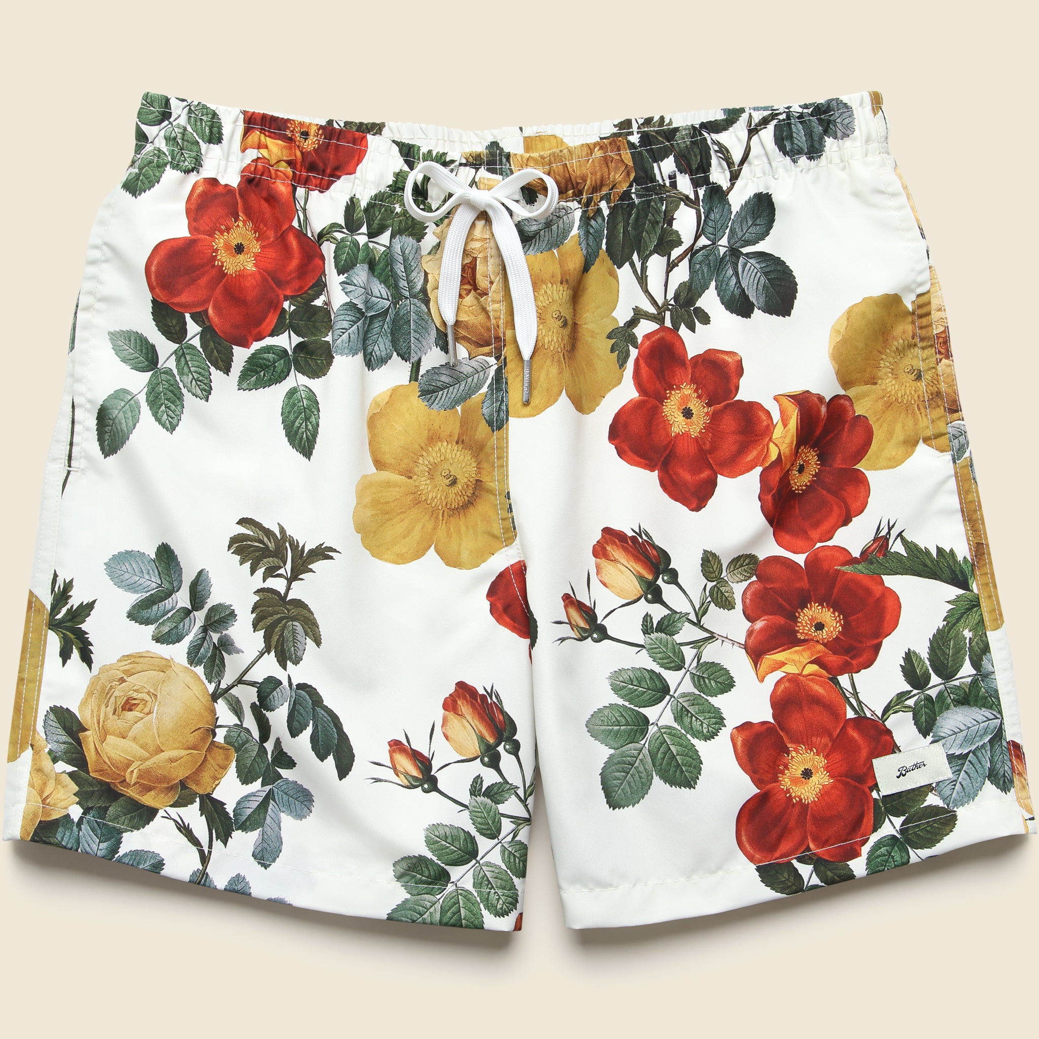 5.5" Bouquet Swim Trunks - White - Bather - STAG Provisions - Shorts - Swim