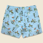 5.5" Cowboy Print Swim Trunks - Light Blue - Bather - STAG Provisions - Shorts - Swim