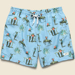5.5" Cowboy Print Swim Trunks - Light Blue - Bather - STAG Provisions - Shorts - Swim