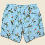 5.5" Cowboy Print Swim Trunks - Light Blue - Bather - STAG Provisions - Shorts - Swim