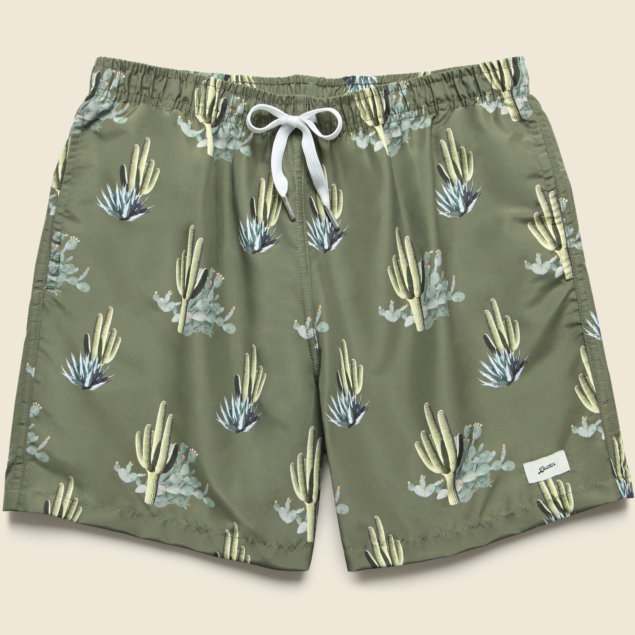 5.5" Cactus Print Swim Trunks - Dark Green - Bather - STAG Provisions - Shorts - Swim