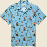 Cowboy Print Camp Shirt - Light Blue - Bather - STAG Provisions - Tops - S/S Woven - Other Pattern