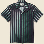 Fine Stripe Camp Shirt - Black/Green/White - Bather - STAG Provisions - Tops - S/S Woven - Stripe