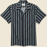 Fine Stripe Camp Shirt - Black/Green/White - Bather - STAG Provisions - Tops - S/S Woven - Stripe