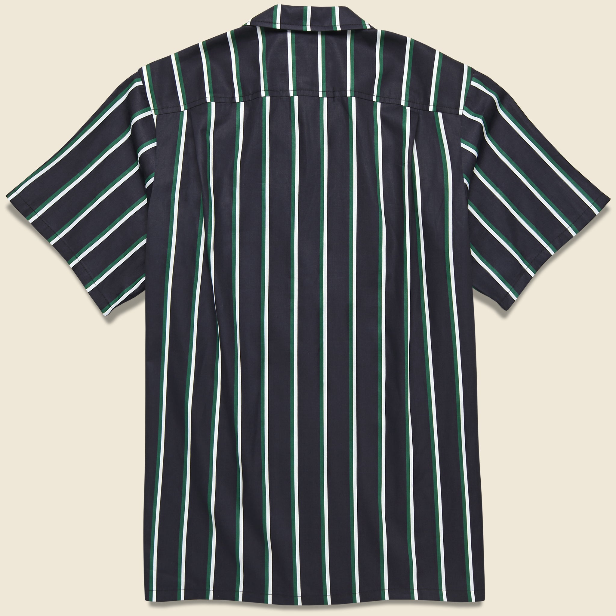 
                          Fine Stripe Camp Shirt - Black/Green/White - Bather - STAG Provisions - Tops - S/S Woven - Stripe
                        