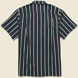 Fine Stripe Camp Shirt - Black/Green/White - Bather - STAG Provisions - Tops - S/S Woven - Stripe