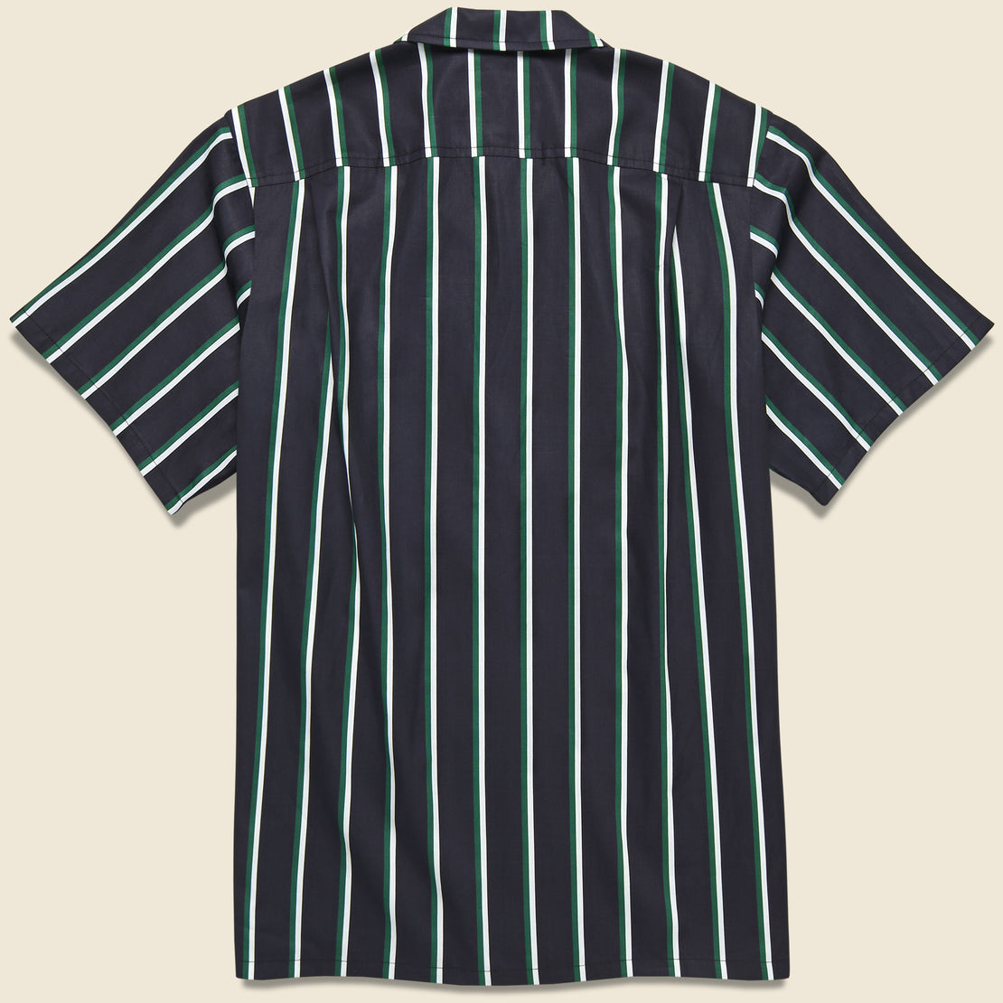 Fine Stripe Camp Shirt - Black/Green/White - Bather - STAG Provisions - Tops - S/S Woven - Stripe