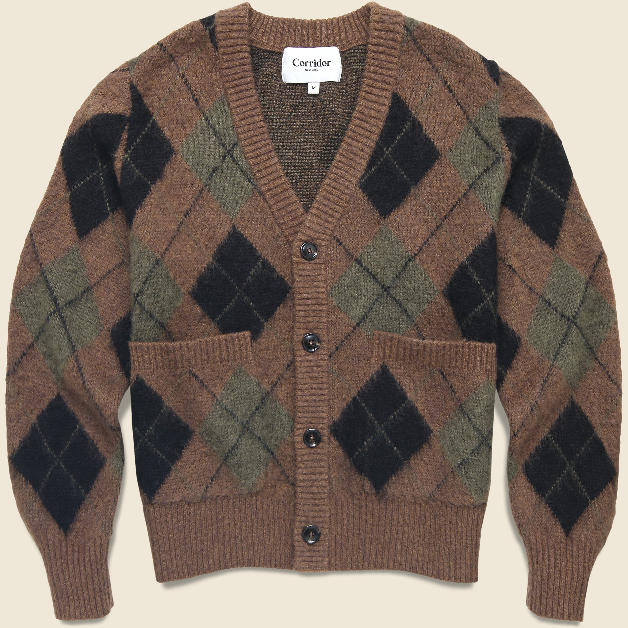 Argyle Cardigan - Brown