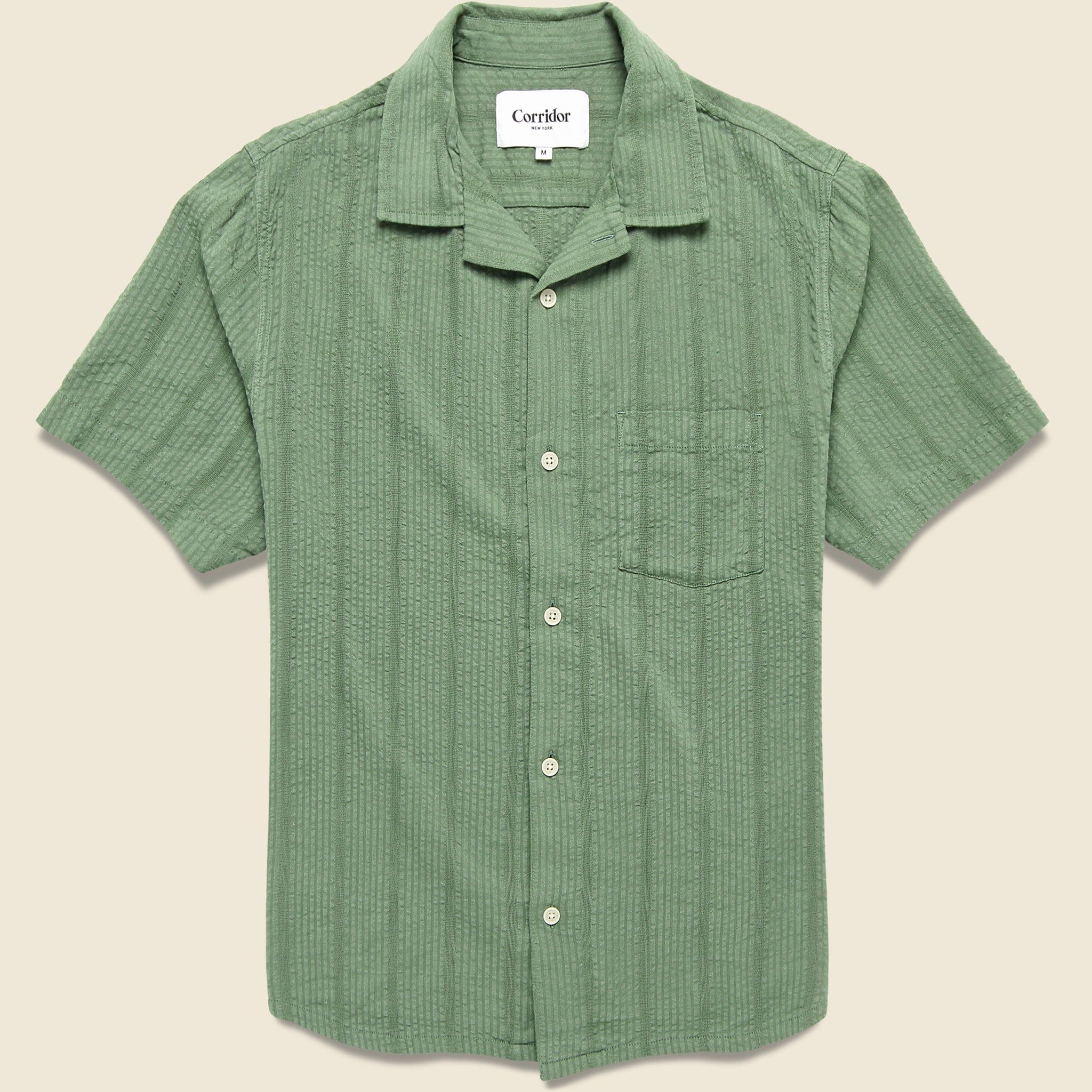 Striped Seersucker Shirt - Green