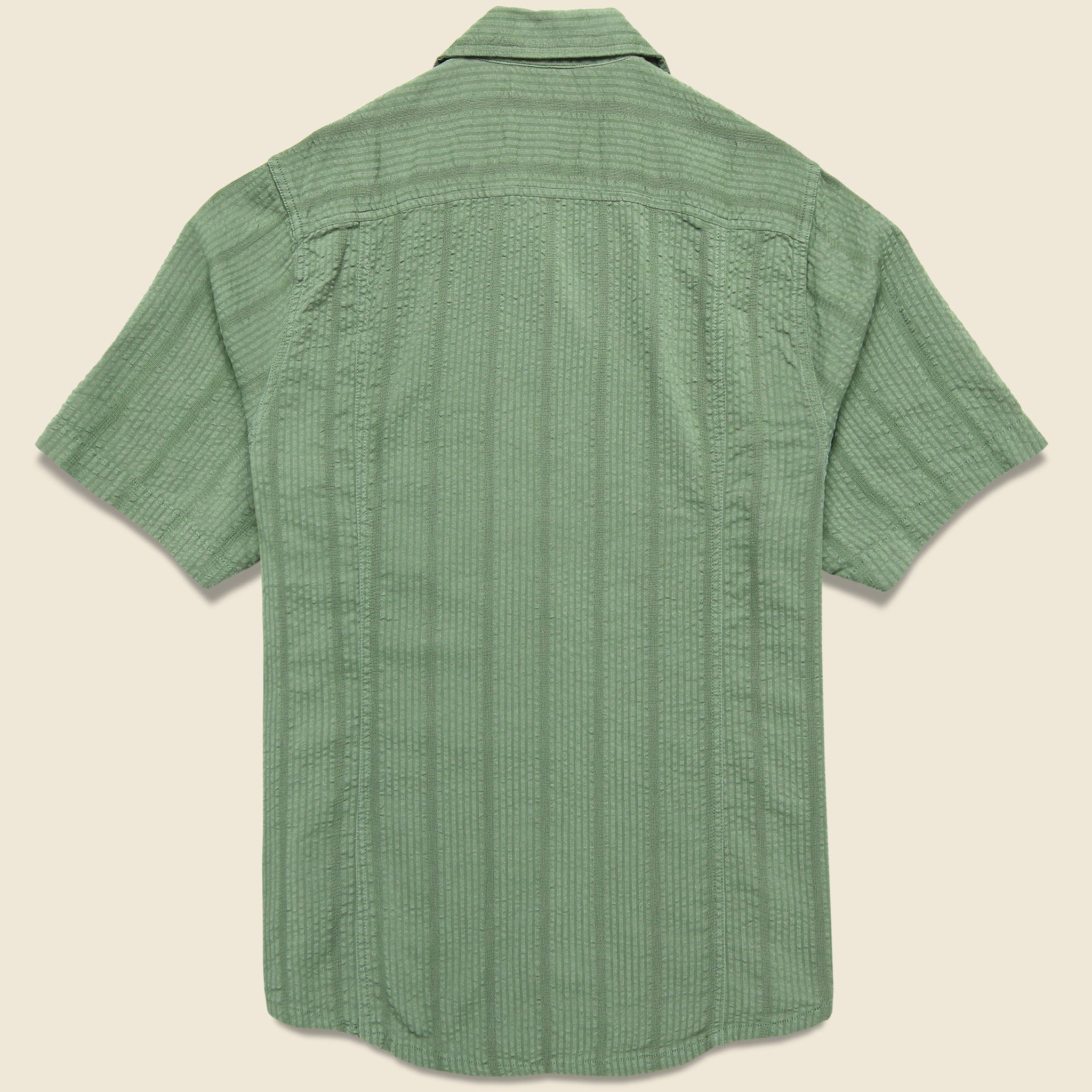 
                          Striped Seersucker Shirt - Green - Corridor - STAG Provisions - Tops - S/S Woven - Seersucker
                        