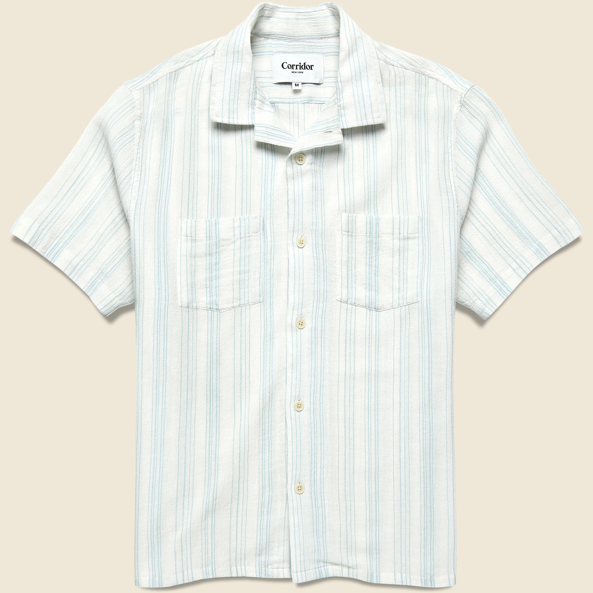 Skip Stripe Camp Shirt - Natural