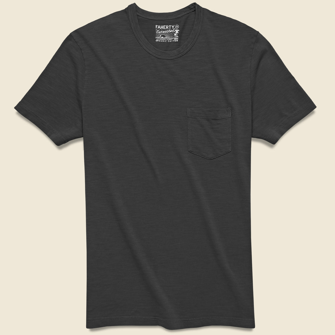 Faherty Garment Dyed Pocket Tee - Washed Black