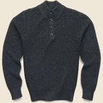 Cashmere Wool Quarter Button Sweater - Black Night Melange - Faherty - STAG Provisions - Tops - Sweater