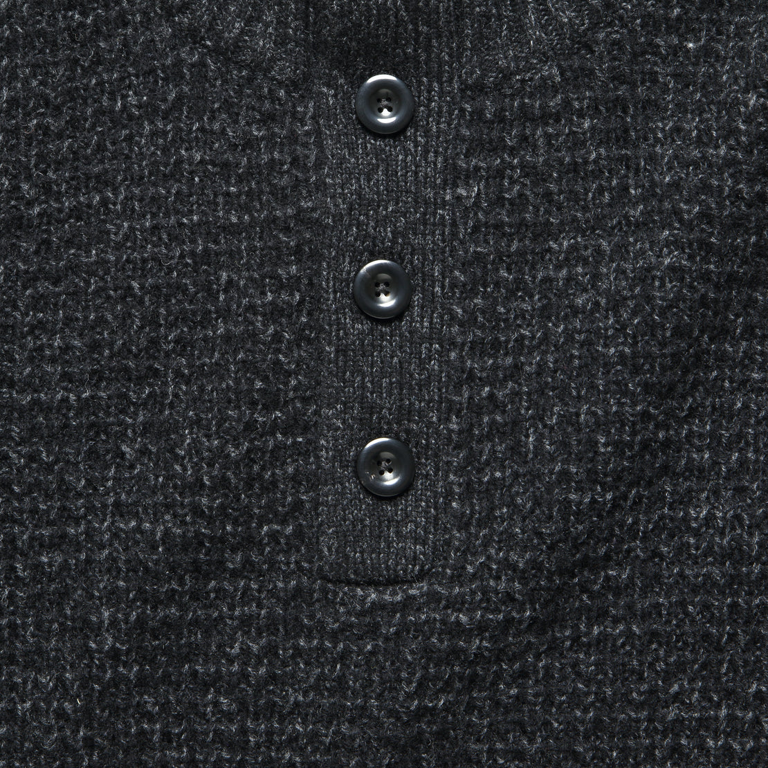 Cashmere Wool Quarter Button Sweater - Black Night Melange - Faherty - STAG Provisions - Tops - Sweater