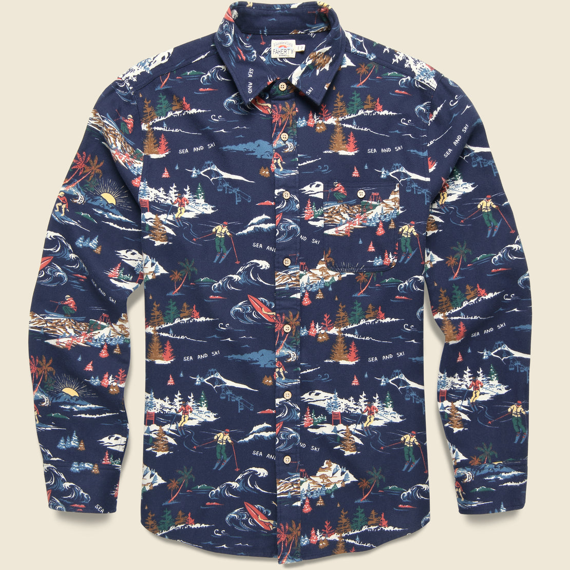 Faherty Super Brushed Flannel - Navy Sea to Sky