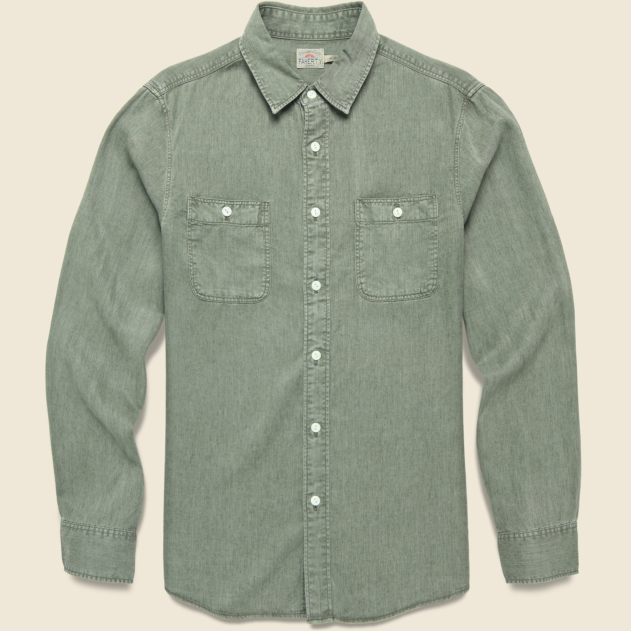 Chambray Workshirt - Desert Olive - Faherty - STAG Provisions - Tops - L/S Woven - Solid