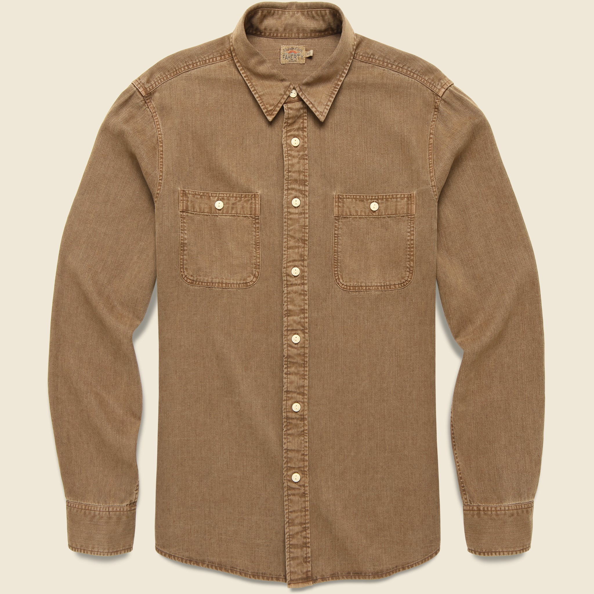 Chambray Workshirt - Sahara Khaki - Faherty - STAG Provisions - Tops - L/S Woven - Solid