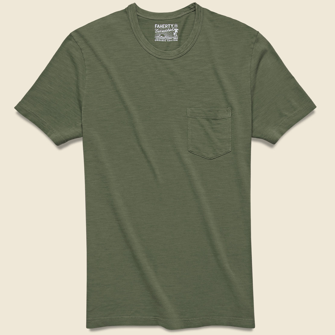 Faherty Garment Dyed Pocket Tee - Olive