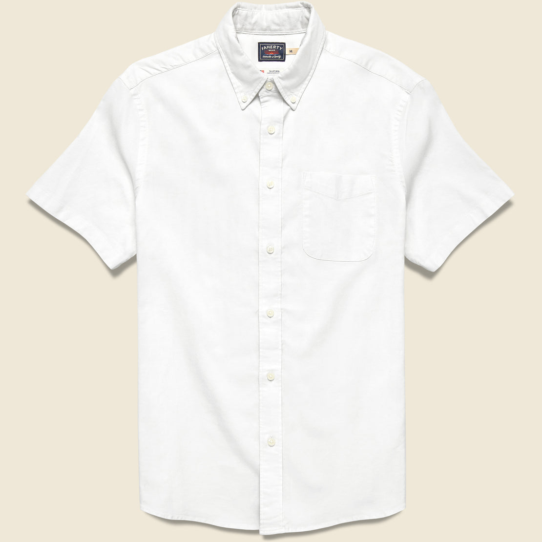 Faherty Short Sleeve Supima Oxford Shirt - Pure White