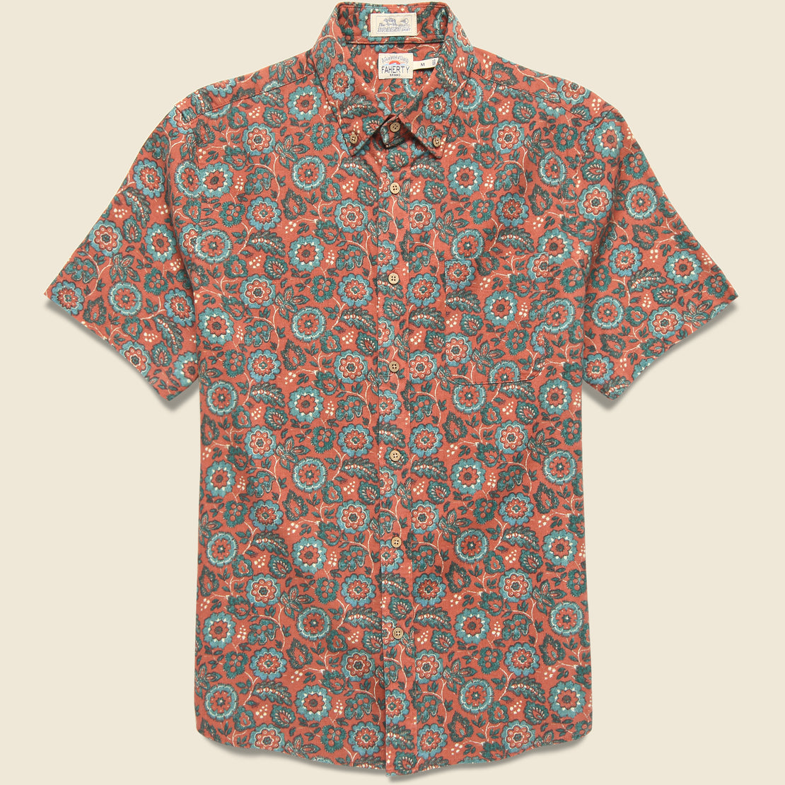 Faherty Breeze Shirt - Rose Turquoise Blossom